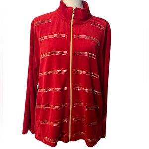 Onque Velour 90’s Jacket Gold Rhinestone Embellishment size 2X